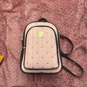 Betsey Johnson Pink and Black Quilted Backpack